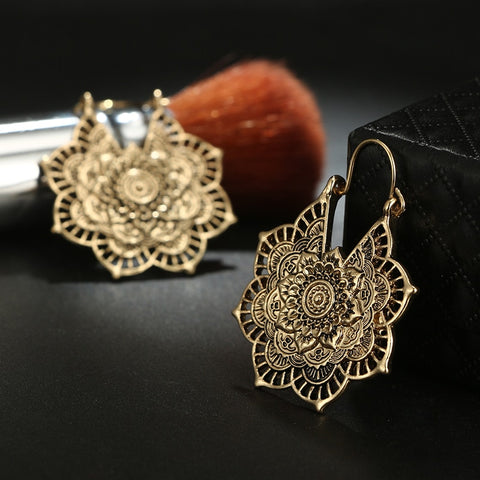 Antique Mandala Flower Drop Earrings