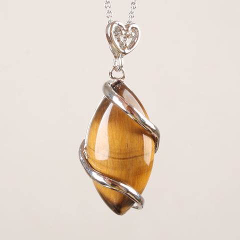 Marquise Natural Stone Wrapped Pendants