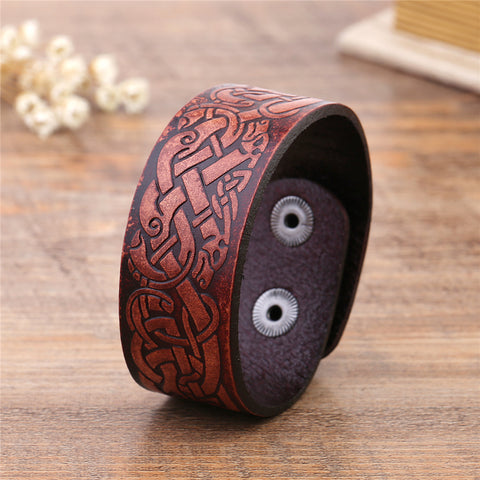 cosmic-knot-leather-cuff-dragon-bracelet