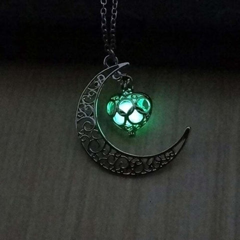 “The Moon Jewel” Glowing Crescent Necklace